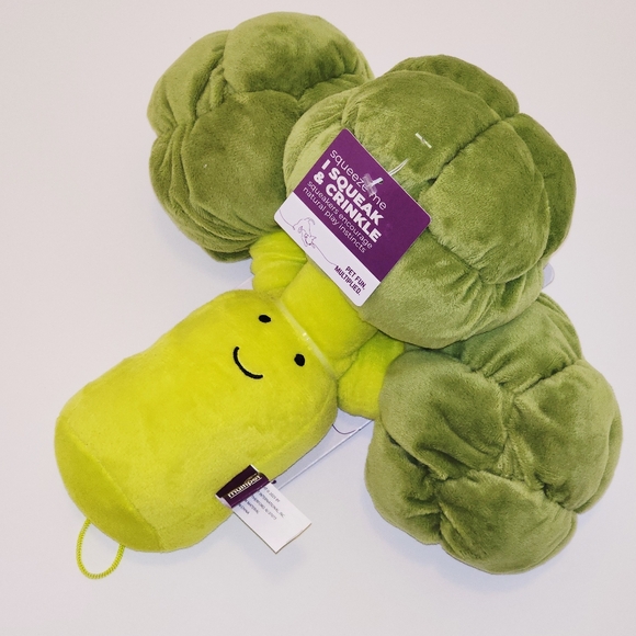 NEW Multipet Plush Broccoli Dog Toy Squeak & Crinkle Funny Food Vegetable Pet - Picture 1 of 11